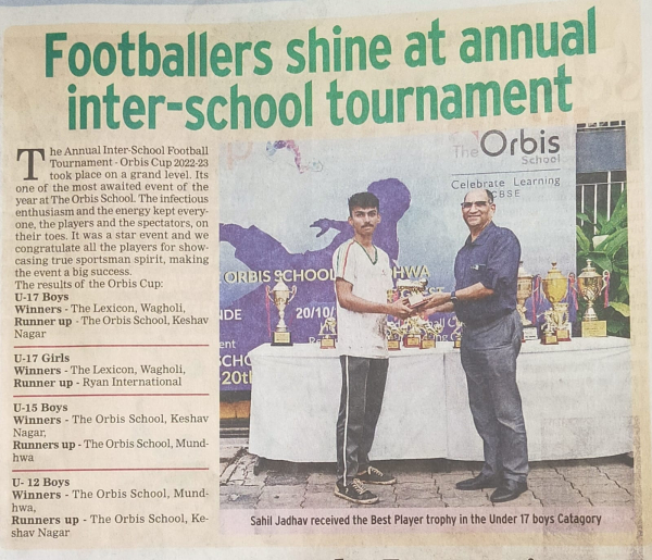 Orbis Cup in News - Footballers shine at inter-school tournament